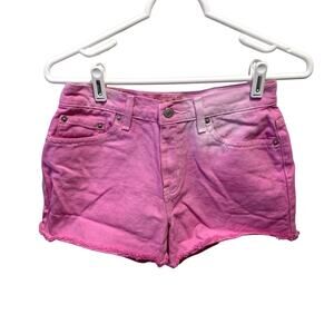 Women’s London Jean Pink Dyed Cotton Denim Jean Cut Off Shorts in Small 4 26 x 3